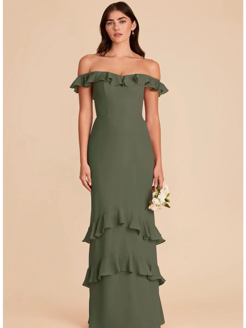 Luna Dress in Olive Chiffon
